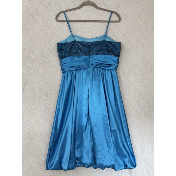 Vtg Y2K Babydoll Bubble Dress M/L? Blue Mesh Satin Sparkle Fairy Whimsy Party - Picture 5 of 12